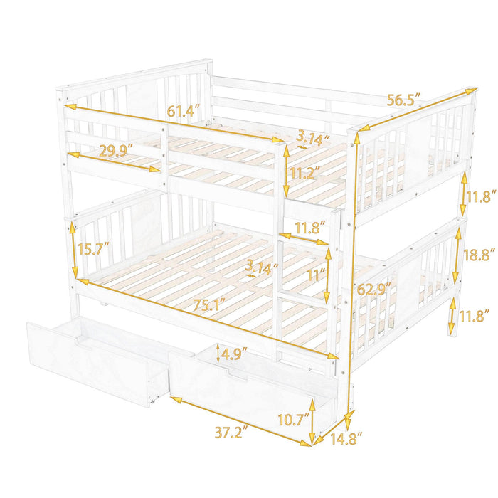 Full over Full Convertible Bunk Bed with Drawers and Ladder - Espresso