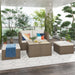 6 PCS Outdoor Garden PE Wicker Rattan Sectional Sofa Set with 2 Tea Tables and Beige Cushion image