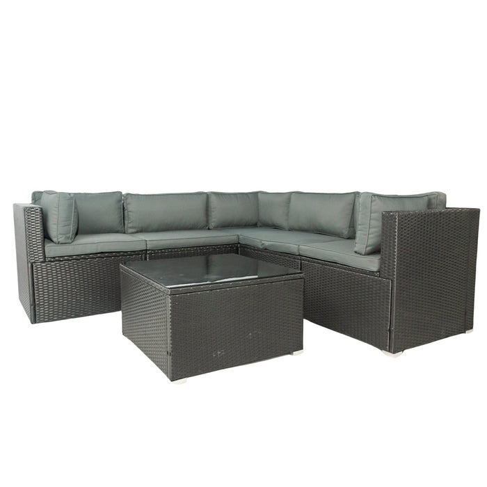 6 PCS PE Rattan sectional Outdoor Furniture Cushioned  Sofa Set