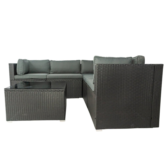 6 PCS PE Rattan sectional Outdoor Furniture Cushioned  Sofa Set