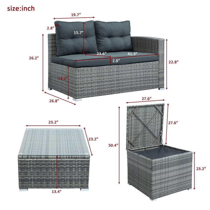 Outdoor Furniture Sofa Set with LargeStorage Box