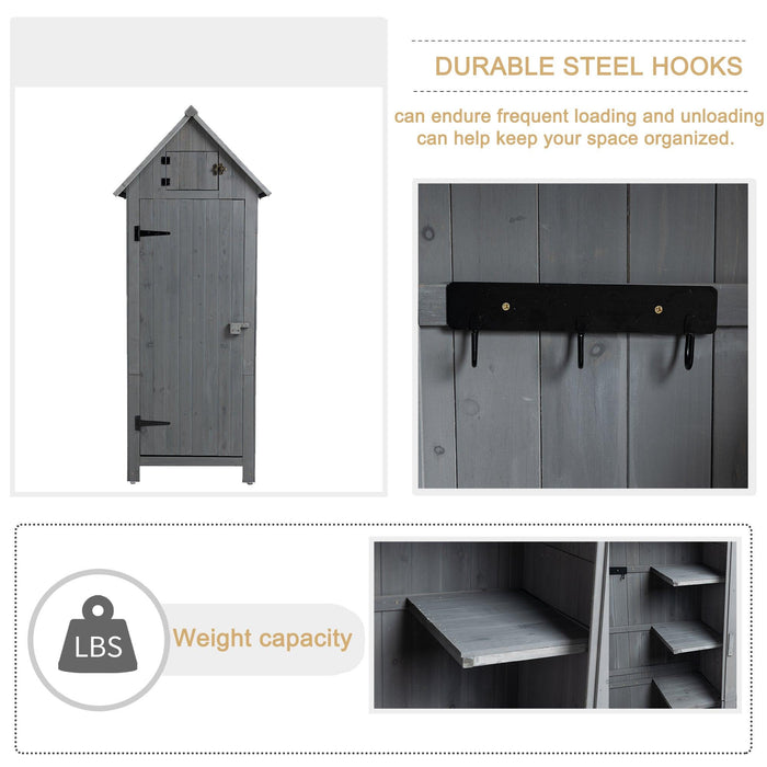 OutdoorStorage Cabinet Tool Shed Wooden Garden Shed  Gray