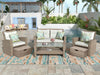 4 PCS Outdoor All Weather Wicker Rattan Patio Furniture Set with Ottoman and Beige Cushions image