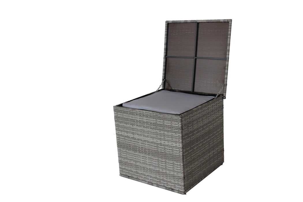 4 PCS Patio Sectional Wicker Rattan Outdoor Furniture Sofa Set withStorage Box Grey