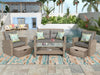 4 PCS Outdoor All Weather Wicker Rattan Patio Furniture Set with Ottoman and Gray Cushions image