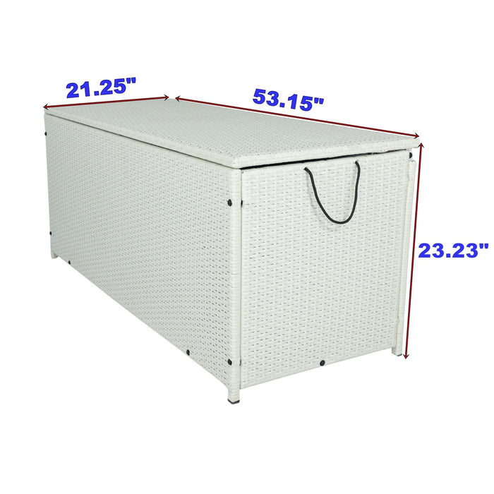 Outdoor 113 Gallon Cream White Rattan WickerStorage Wicker Lid