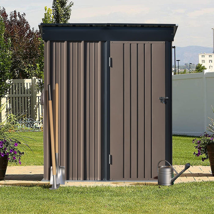 5ft x 3ft Outdoor Garden Lean-to Shed with Metal Adjustable Shelf and Lockable Door