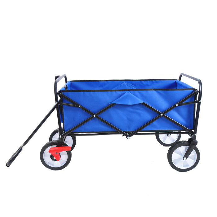 Blue Folding Utility Wagon Shopping Beach Cart