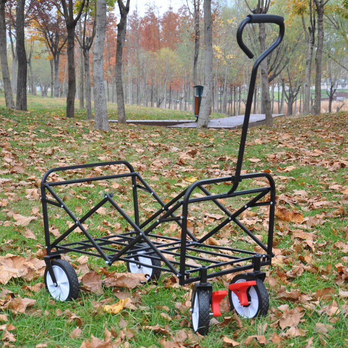 Black Folding Utility Wagon Shopping Beach Cart