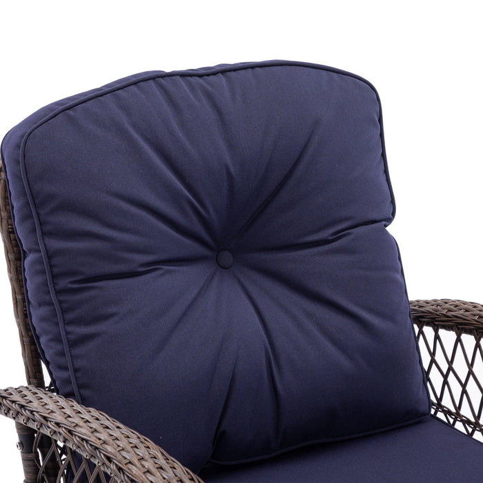 4 PCS Outdoor FurnitureModern Wicker Rattan Seating Set with Navy Cushion