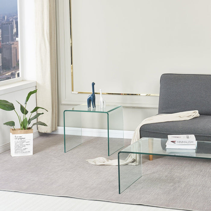 Small Clear Glass Side & End Table, Tempered Glass End Table Small Coffee Table