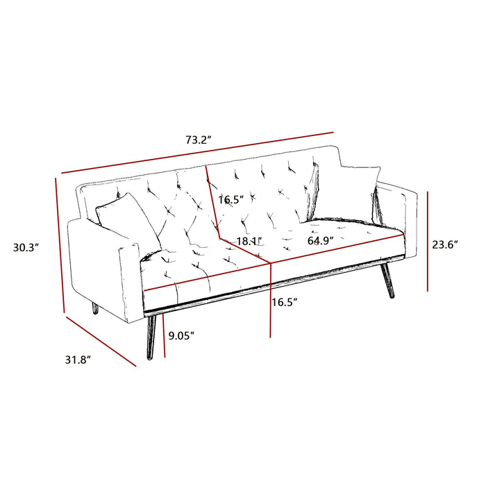 Cream White  Convertible Folding Futon Sofa Bed , Sleeper Sofa Couch for Compact Living Space.