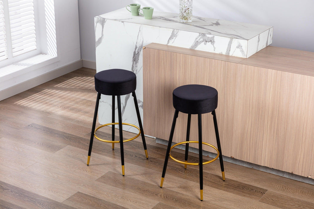 Counter Height Bar Stools Set of 2, Velvet Kitchen Stools Upholstered Dining Chair Stools 24 Inches Height with Golden Footrest for Kitchen Island Coffee Shop Bar Home Balcony,