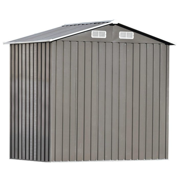 Patio 6ft x4ft Bike Shed Garden Shed, MetalStorage Shed with Lockable Door, Tool Cabinet with Vents and Foundation for Backyard, Lawn, Garden, Gray