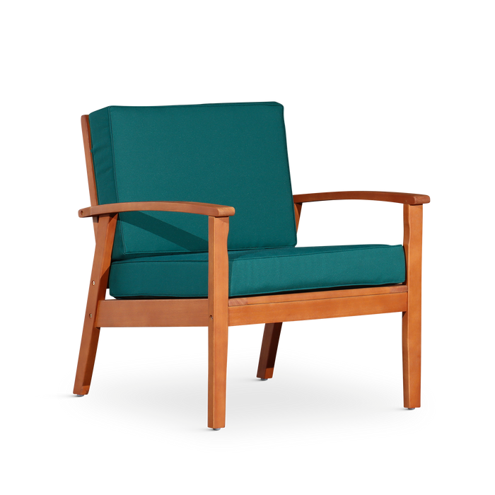 Deep Seat Eucalyptus Chair -  Natural Oil Finish -  Dark Green Cushions image