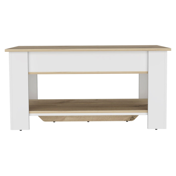 Karmen 1-Shelf Lid TopStorage Table Light Oak and White