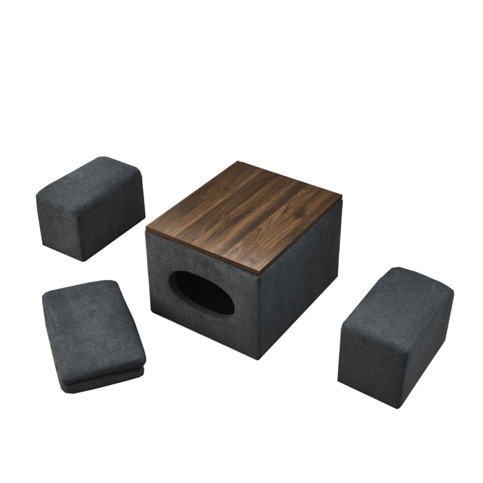 25"WModern design hollowStorage ottoman, upholstery, coffee table, two small footstools, easyStorage and wide use