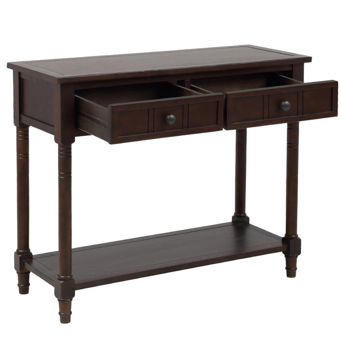 Daisy Series Console Table Traditional Design with Two Drawers and Bottom Shelf (Espresso)