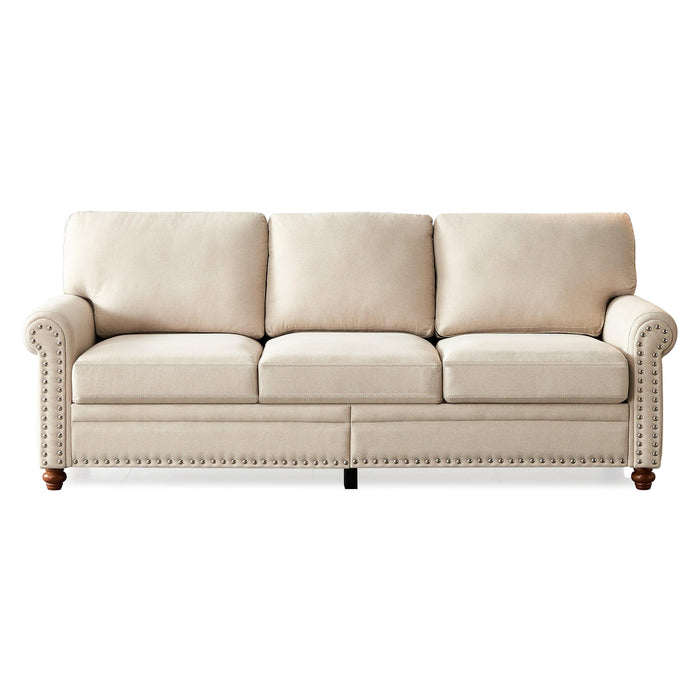 Linen Fabric Upholstery withStorage Sofa (Beige)