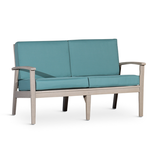 Eucalyptus Loveseat with Cushions, Driftwood Gray Finish, Sage Cushions image