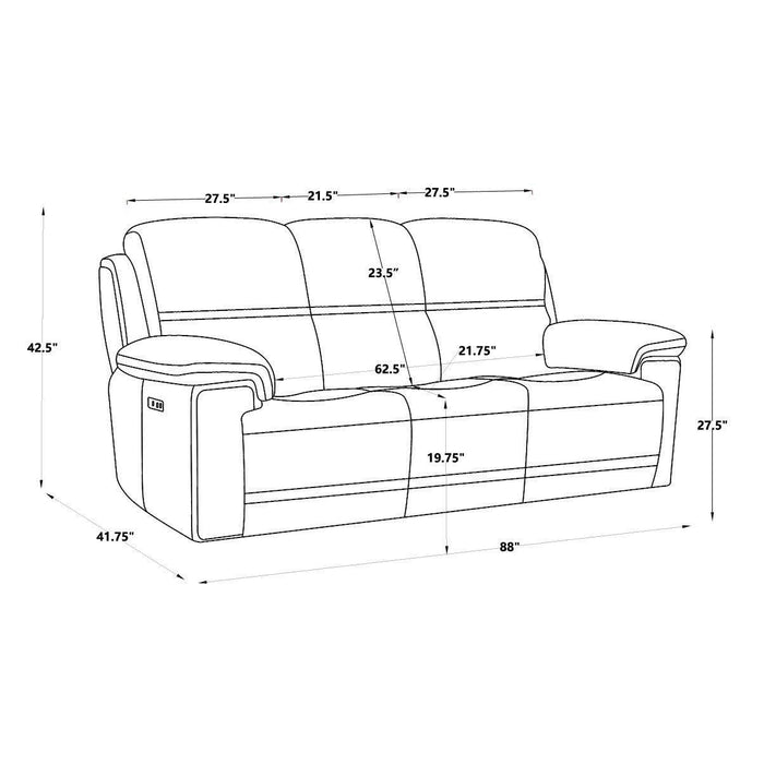 Timo Top Grain Leather Power Reclining Sofa | Adjustable Headrest | Cross Stitching | All Seat With Dual Power