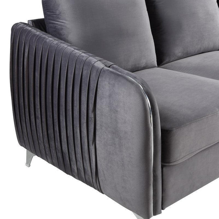 Hathaway Gray Velvet Fabric Sofa Loveseat Living Room Set