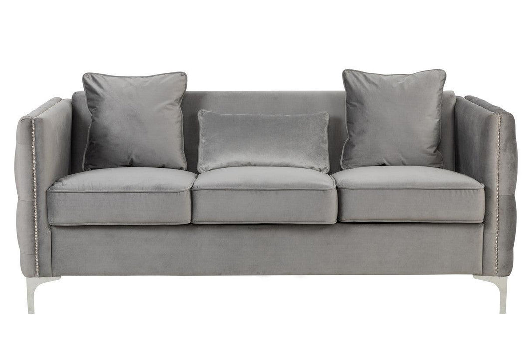 Bayberry Gray Velvet Sofa Loveseat Living Room Set