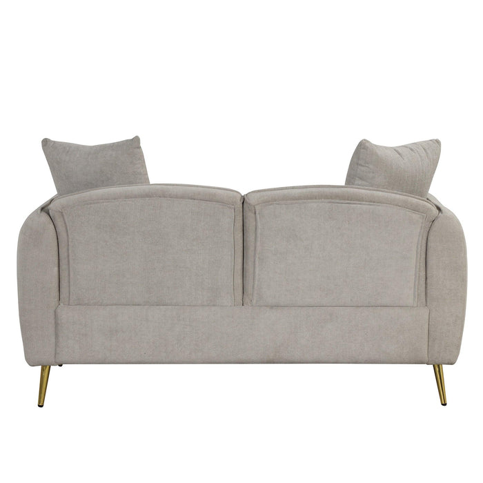 57.8" Velvet Upholstered Loveseat Sofa,Loveseat Couch with 2 PillowsModern Sofa with lden Metal Legs for Small Spaces,Living Room,Apartment,Gray