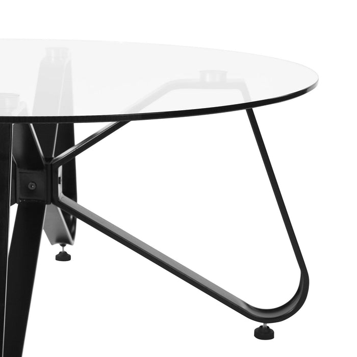 Round Coffee Table for Living Room, 31.5-inchModern Sofa Side End Table with Tempered Glass Top & Metal Legs, Accent Cocktail Tea Table, 31.5 x 31.5 x 15.6 inches, Black