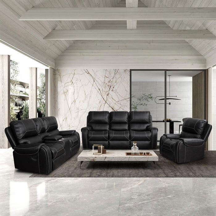 Faux Leather Reclining Sofa Couch Single Chair for Living Room Black