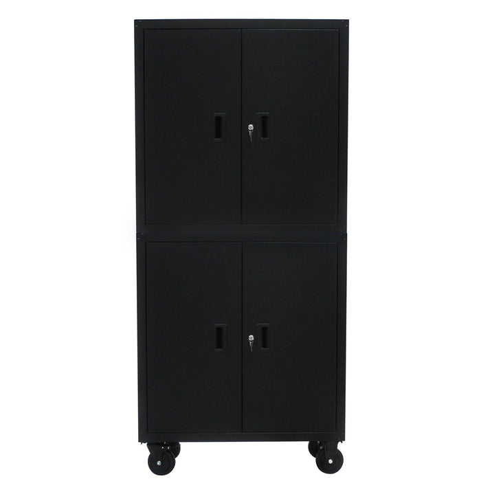 MetalStorage Cabinet with Locking Doors and One  Adjustable Shelves With 4 Wheels