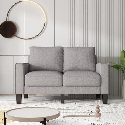 Modern Living Room Furniture Loveseat in Light Grey Fabric image