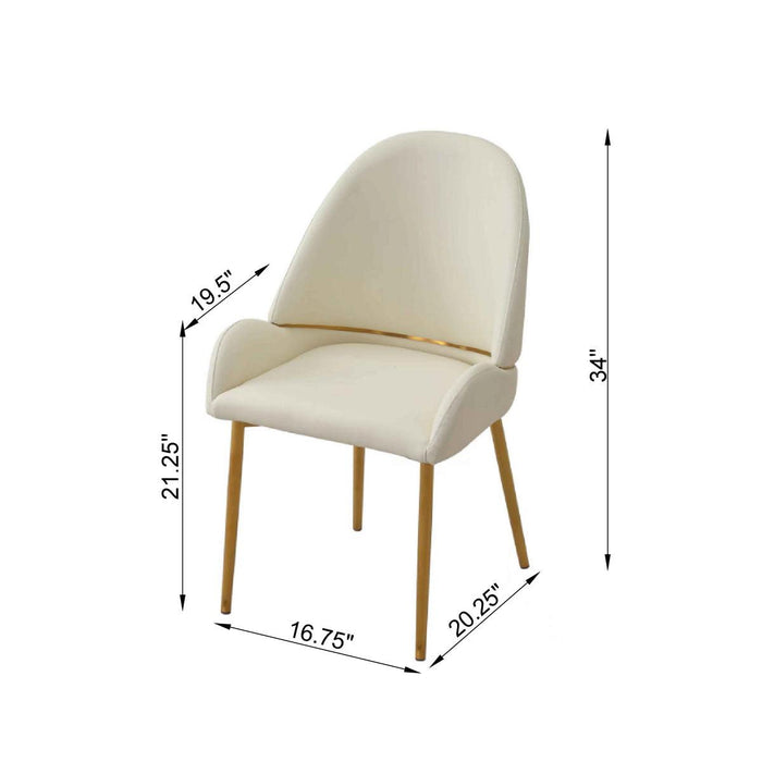 Dining Chair with PU Leather Beige color  metal legs (Set of 2)