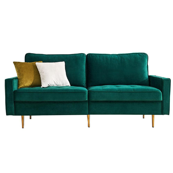 Modern Velvet  fabric sofa 71" - Emerald
