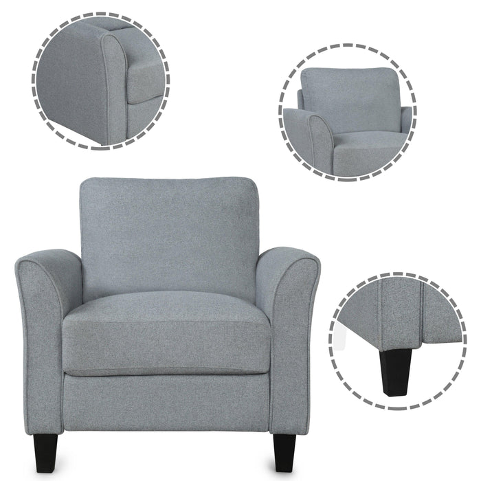 Living Room Furniture chair  and 3-seat Sofa (Gray)