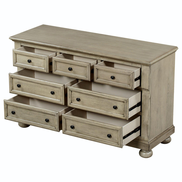 Solid Wood Seven-Drawer Dresser with Changing Topper for Nursery, Kid’s Room, Bedroom, Stone Gray