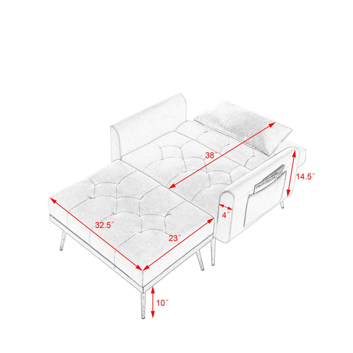 Recline Sofa Chair with Ottoman, Two Arm Pocket and Wood Frame include 1 Pillow, Teal (40.5”x33”x32”)