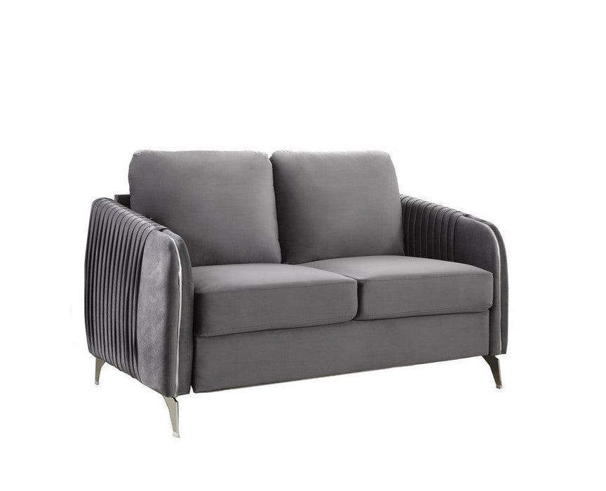 Hathaway Gray Velvet Fabric Sofa Loveseat Living Room Set