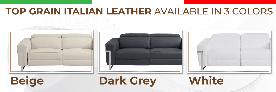 Global United Top Grain Italian Leather Sofa with Power Recliner