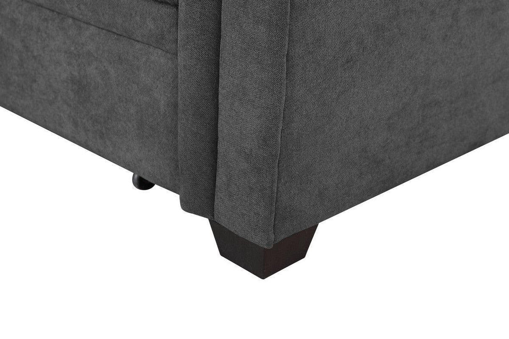 Ashlyn Gray Woven Fabric Sleeper Sectional Sofa Chaise with USB Charger and Tablet Pocket