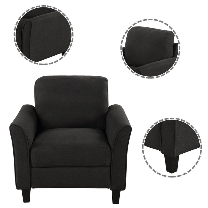 Living Room Furniture chair  and 3-seat Sofa (Black)