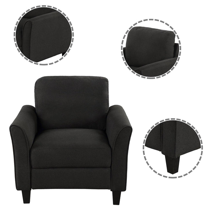 Living Room Sets Furniture Armrest Sofa Single Chair Sofa Loveseat Chair 3-Seat Sofa (ChairLoveseat Chair&3-Seat Sofa, Black)