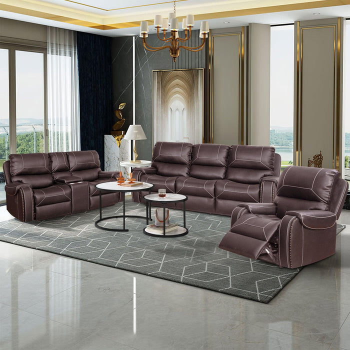 Faux Leather Reclining Sofa Couch 3 Seater for Living Room Brown