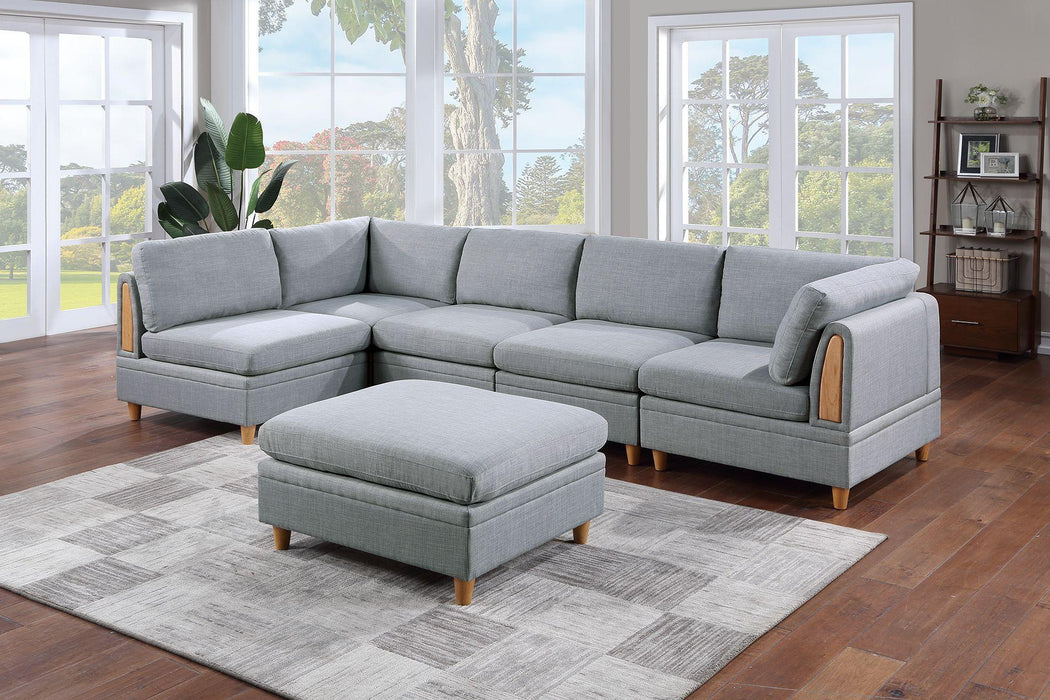 Living Room Furniture Corner Wedge Light Grey Dorris Fabric 1pc Cushion Wedge Sofa Wooden Legs