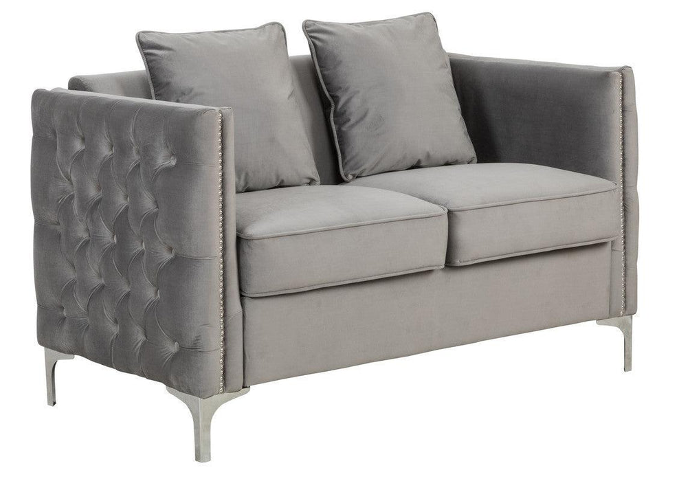 Bayberry Gray Velvet Sofa Loveseat Living Room Set