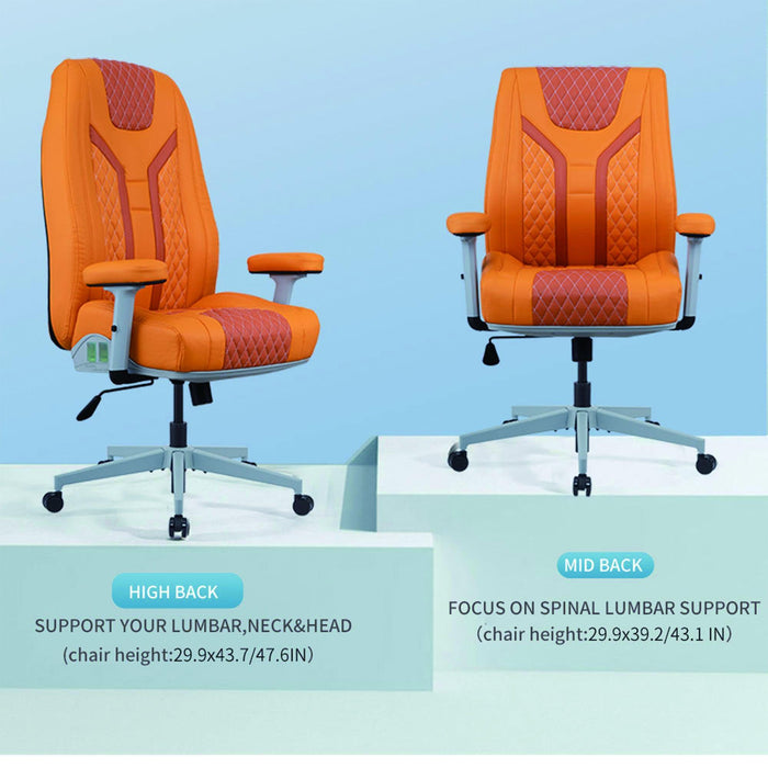 Office Desk Chair, Air Cushion Mid Back Ergonomic Managerial Executive Chairs, Headrest and Lumbar Support Desk Chairs with Wheels and Armrest, Orange/Dark Orange