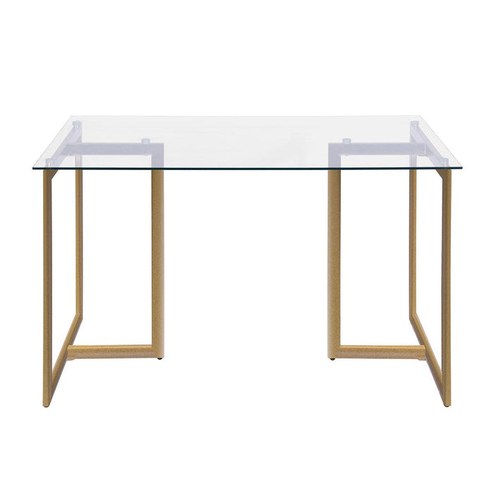 47'' Iron Dining Table with Tempered Glass Top, Clear