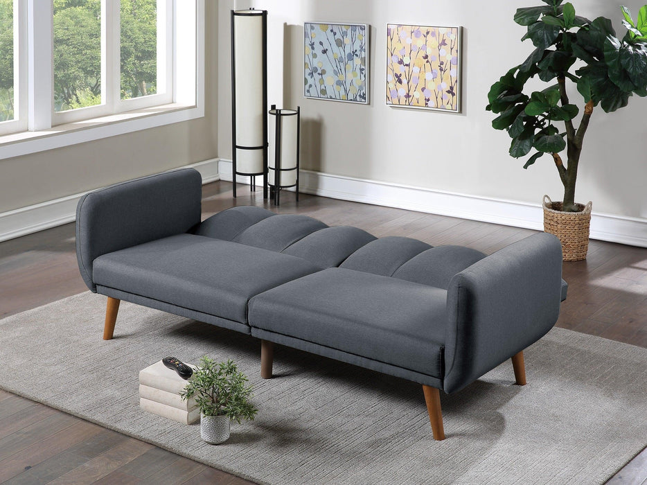 ElegantModern Sofa Blue Grey Color Polyfiber 1pc Sofa Convertible Bed Wooden Legs Living Room Lounge Guest Furniture
