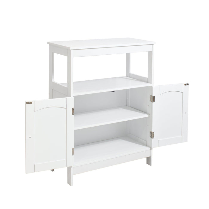 FloorStorage Cabinet, Wooden FreeStandingStorage Organizer with 2 Doors and Shelves for Bathroom, living Room, White