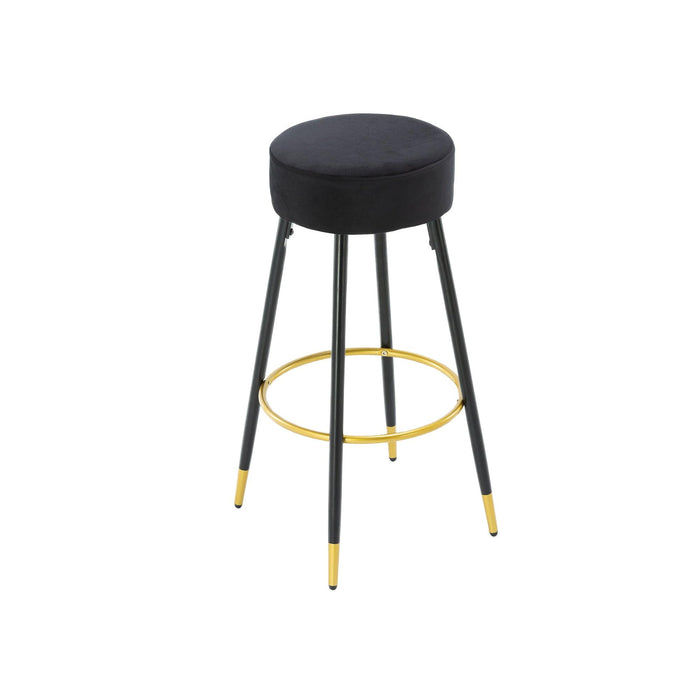 Counter Height Bar Stools Set of 2, Velvet Kitchen Stools Upholstered Dining Chair Stools 24 Inches Height with Golden Footrest for Kitchen Island Coffee Shop Bar Home Balcony, image